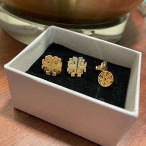 Tory Burch Gold Kira Logo Stud Earrings